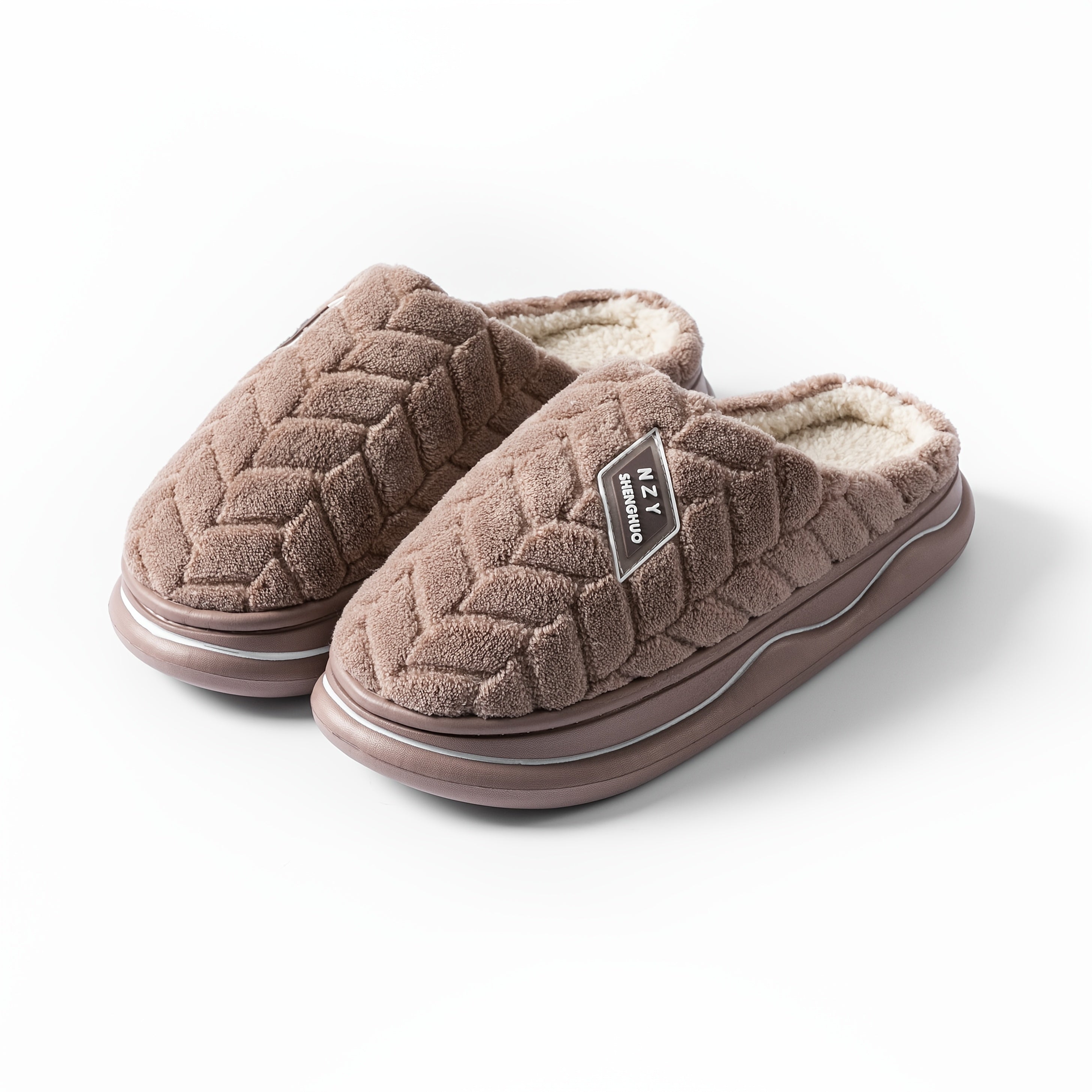 Women's Plush Slippers Warm Anti-slip Indoor Footwear for Autumn and Winter
