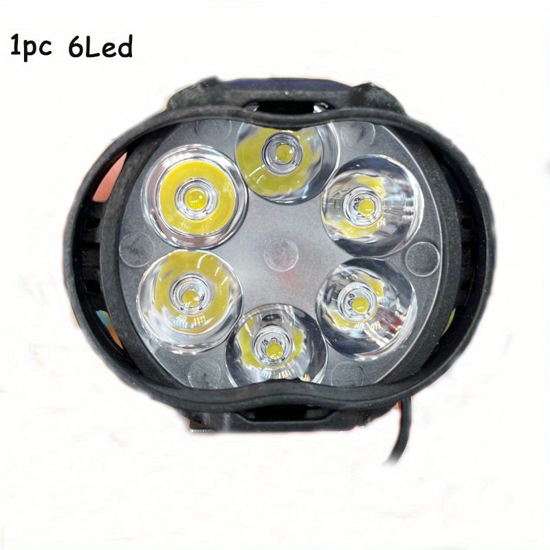 Motorcycle LED Fog Light 6500K White 6 LED Spot Headlamp 1200LM Pair