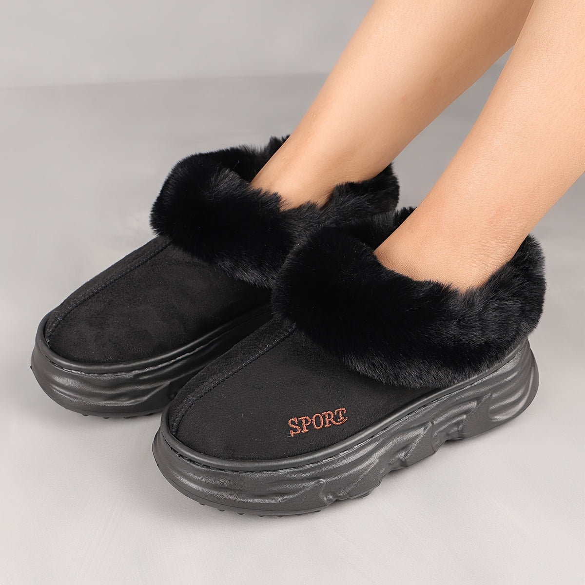 Ayollar uchun yumshoq plyush shlyapki issiq, sirpmas, ichki va tashqi foydalanish uchun qalin poyabzal