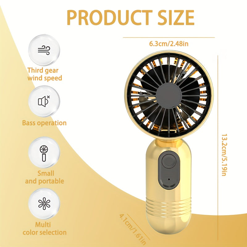 Portable Mini Fan with 3-Speed Settings USB Rechargeable Handheld Fan for Travel and Personal Use
