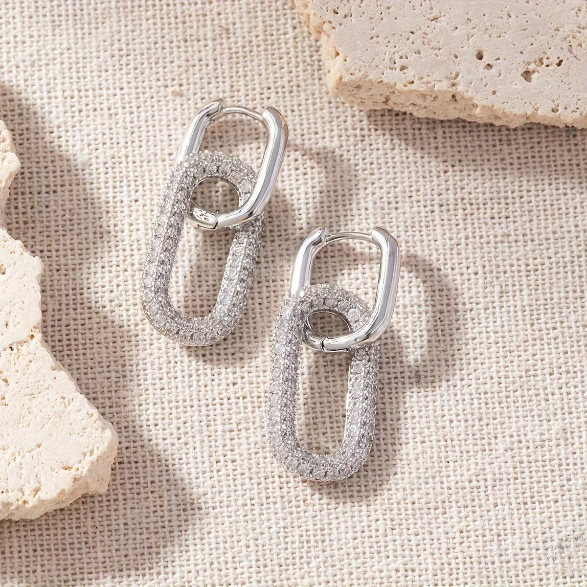 Retro Bronze Earrings with Zirconia Stones and Hong Kong-Inspired Design