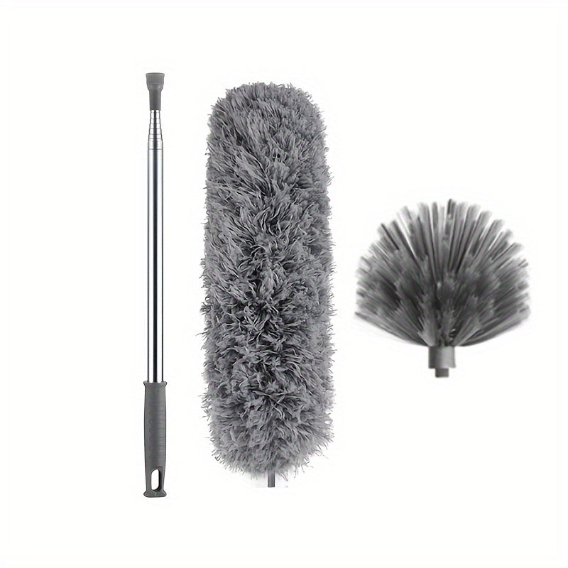 6.1m Extendable Cobweb Duster with Aluminum Pole Stainless Steel Handle Horse Hair Bristles