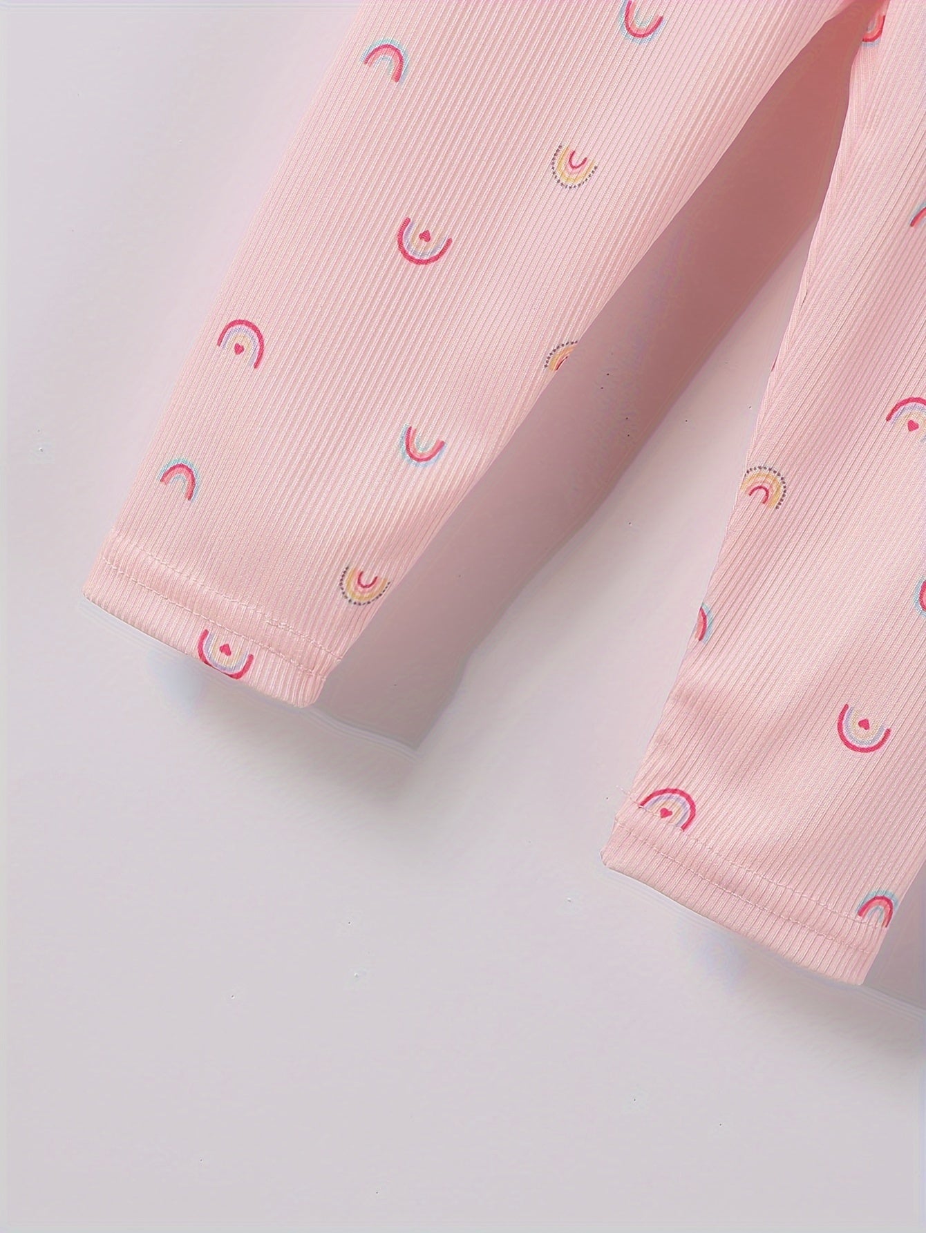 Девочки Кэжуал Комплект Брюк 5 Шт. Радуга Цветок Полоска Весна Лето Вязаная Ткань