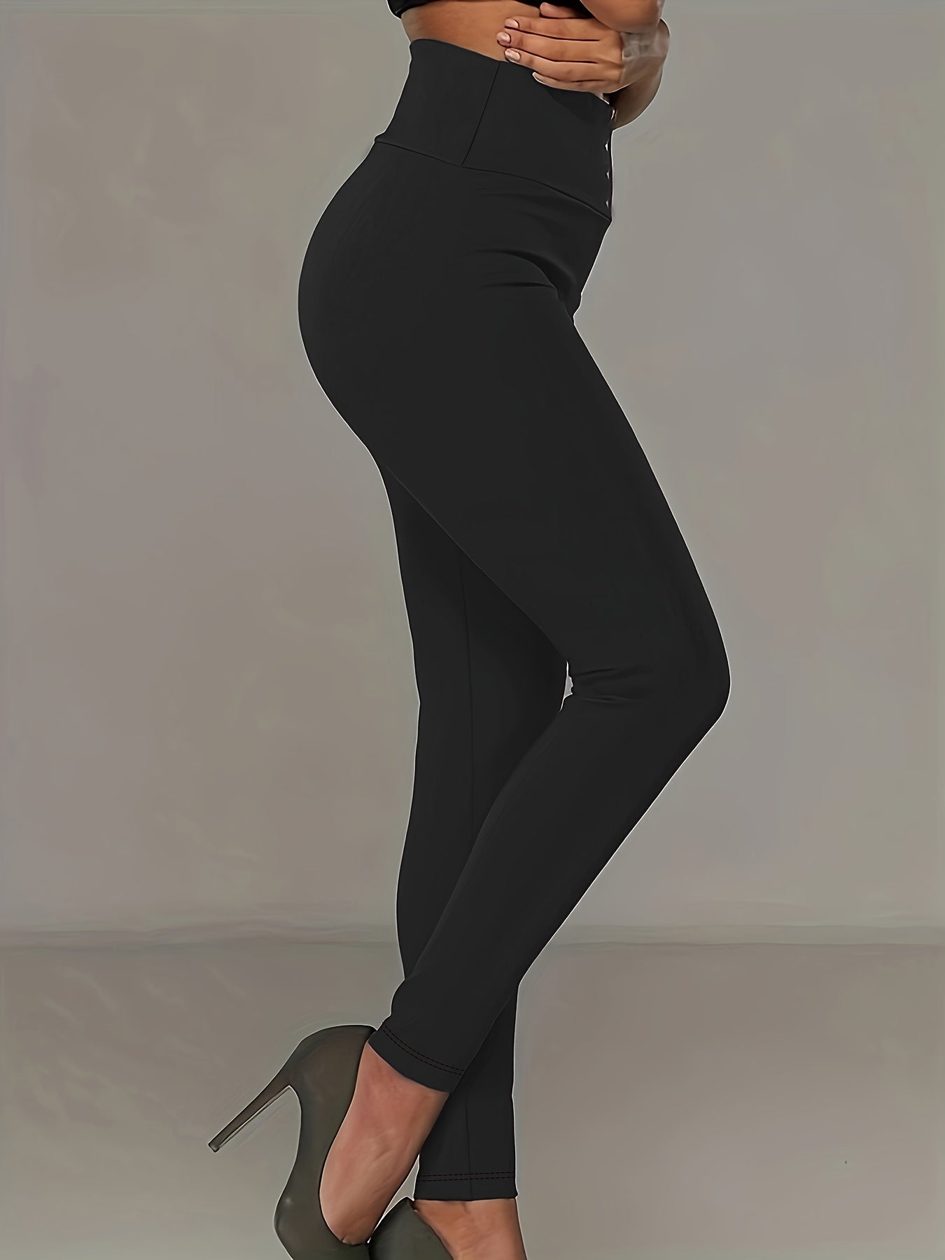 Plus Size Solid Skinny Leggings Casual Comfortable Stretchy Pants