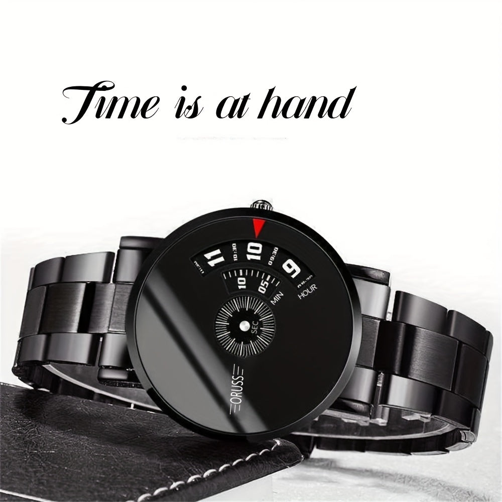 Men's Black Leather Watch for Fashion Students