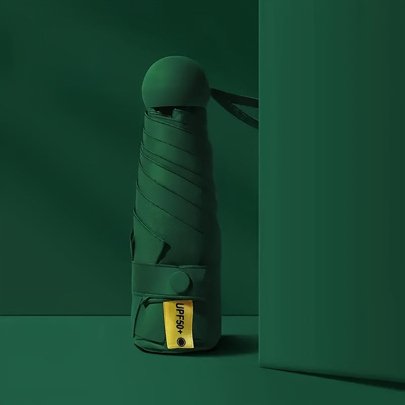 Women's Compact 5-Fold Umbrella Sun-Resistant Fabric 6-Rib Manual Open Plastic Handle