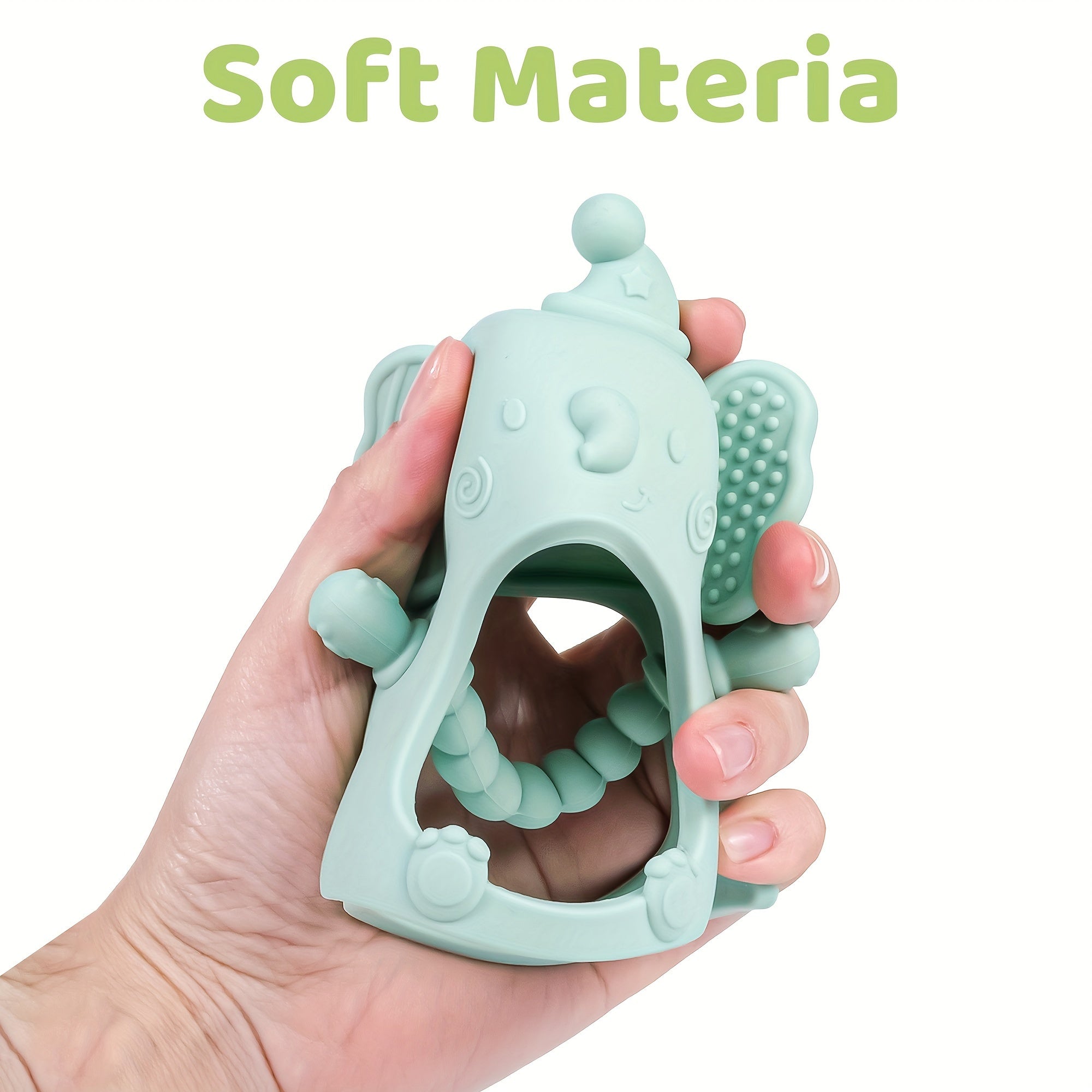 Силиконовая прорезыватель для малышей от 6 месяцев, без BPA, жевательная игрушка, ручной соска