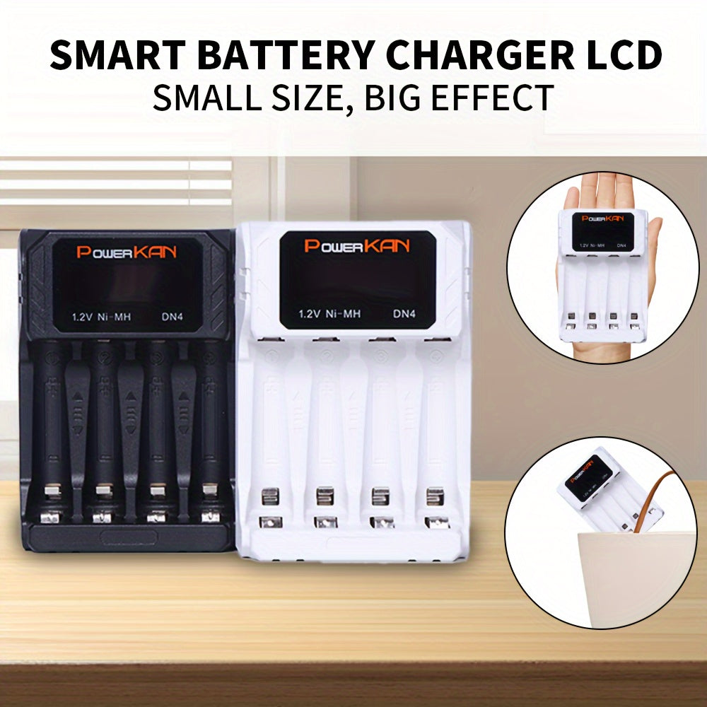 4-Slot USB Type-C Battery Charger for AA AAA Ni-MH Ni-Cd Batteries LCD Display
