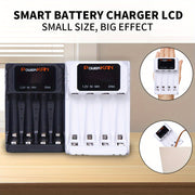 4-uyali USB Type-C Batareya zaryadlagichi AA AAA Ni-MH Ni-Cd batareyalari uchun LCD displey bilan