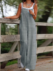 Women's Green Polyester Jumpsuit with Wide Legs Pockets All-Season Casual