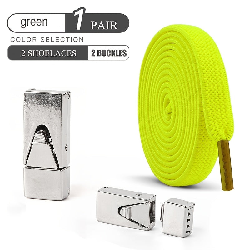 Unisex Elastic Shoelaces Set with Buckles for Sneakers and Canvas Shoes