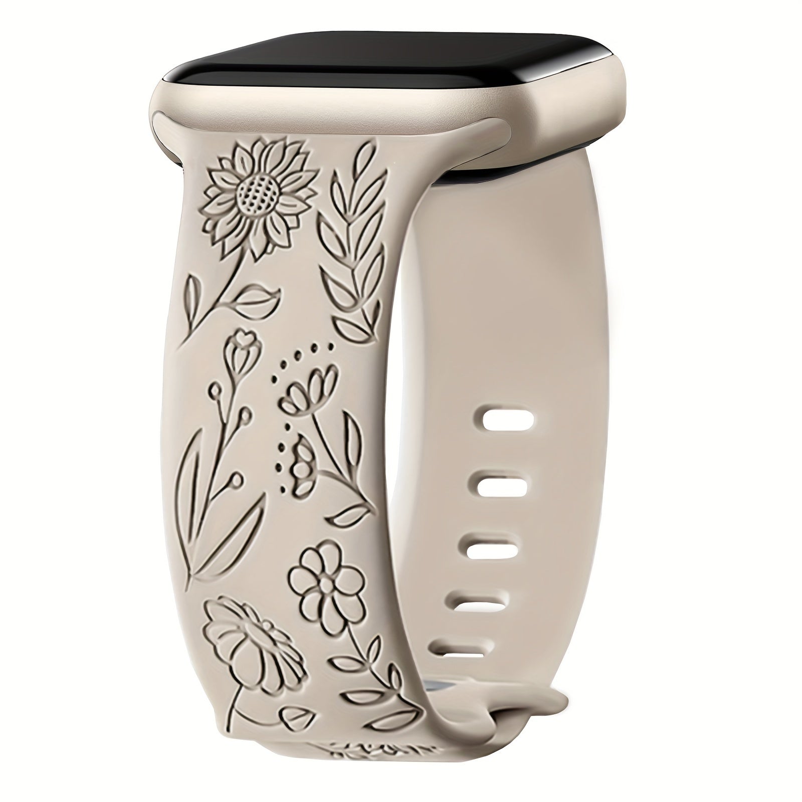 Women's Floral Silicone Apple Watch Band Compatible with Series 1-9 and Ultra