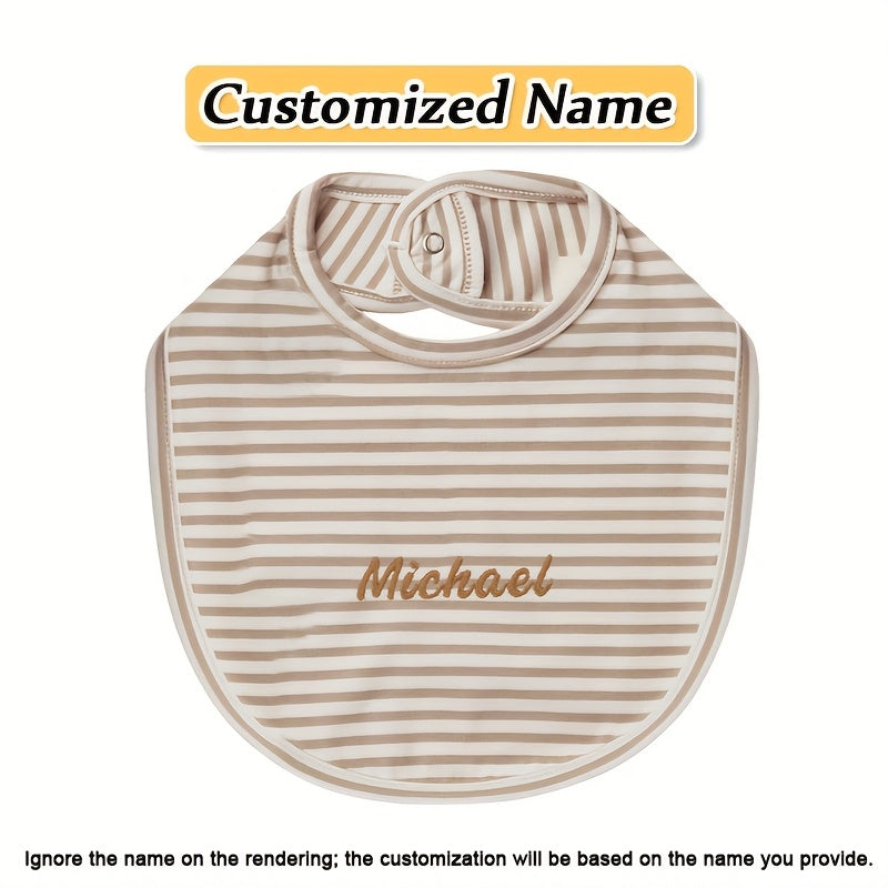 Baby Bib Adjustable Embroidered Name Soft Absorbent Knit for Newborns