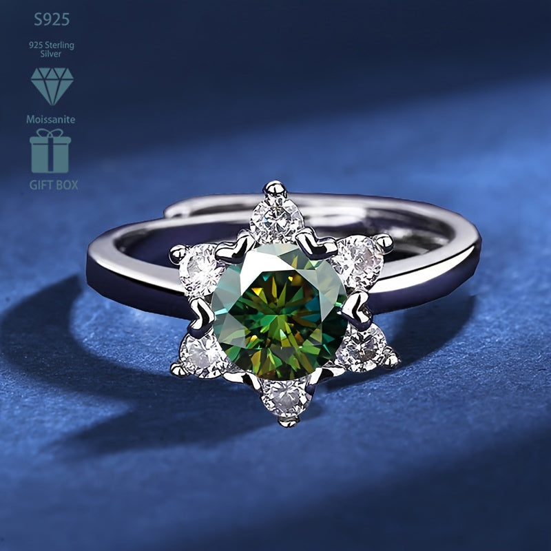 Bague de fiançailles en moissanite de 1 carat en argent avec 5 couleurs pour mariages et événements spéciaux