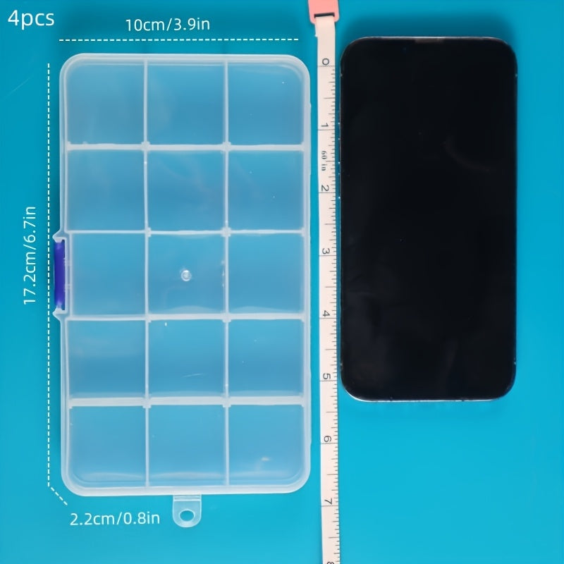 Caja de almacenamiento de plástico con divisores para joyas, cuentas y manualidades