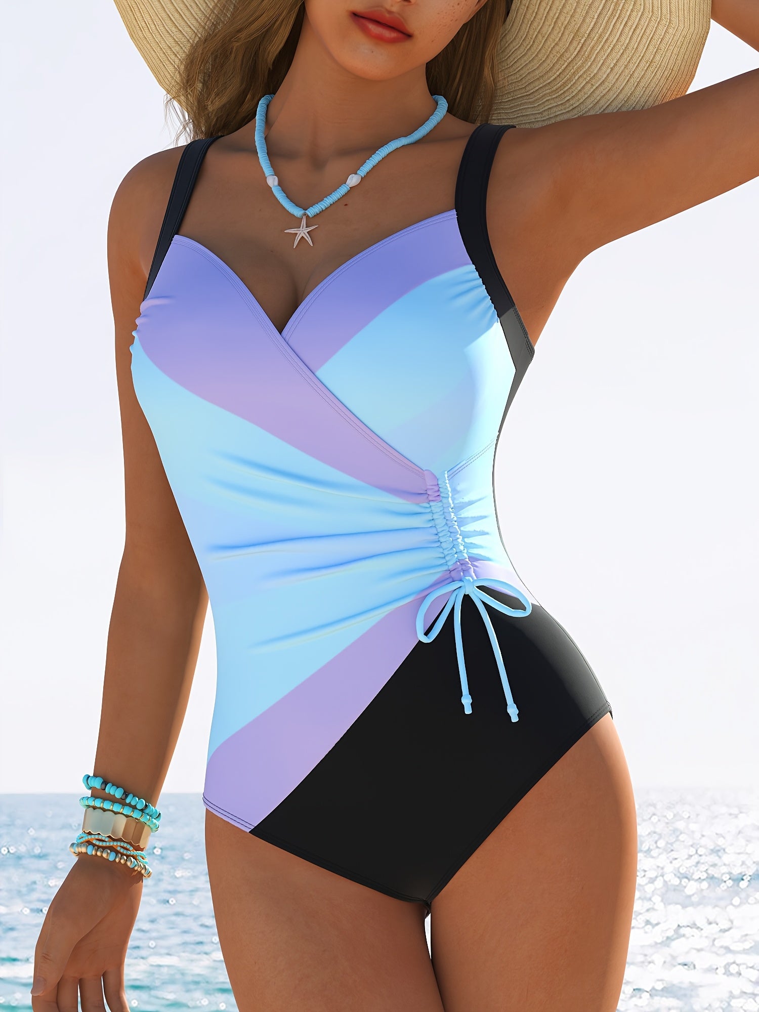 Women's Sports One-Piece Swimsuit Solid Color High Stretch Polyester Knit