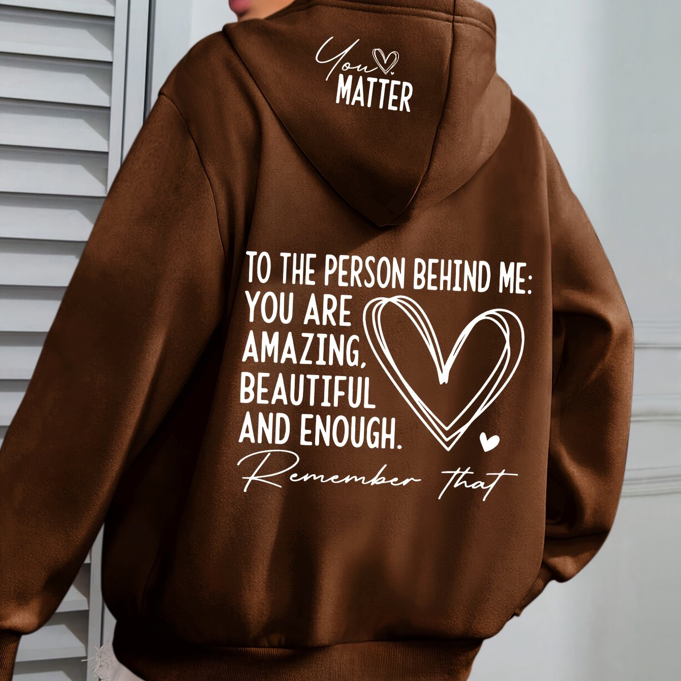 Women's Plus Size Cozy Hoodie with Uplifting Message White Casual Pullover