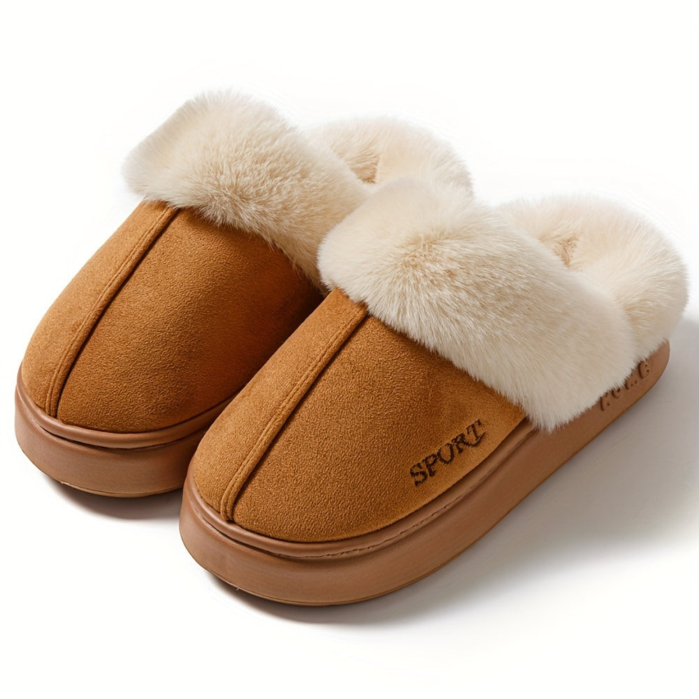 Women's Winter Slippers Non-Slip Thick Sole Fluffy Cuff Indoor Indoor Use