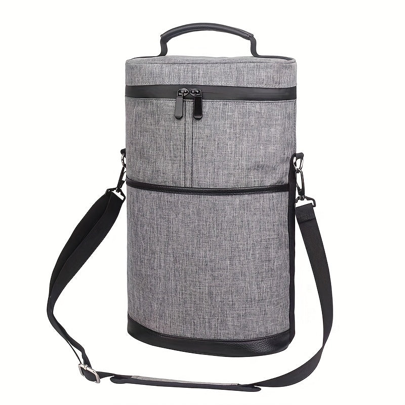 Insulated Wine Bottle Carrier Set for Picnics Camping Beach Trips Black Gray Red