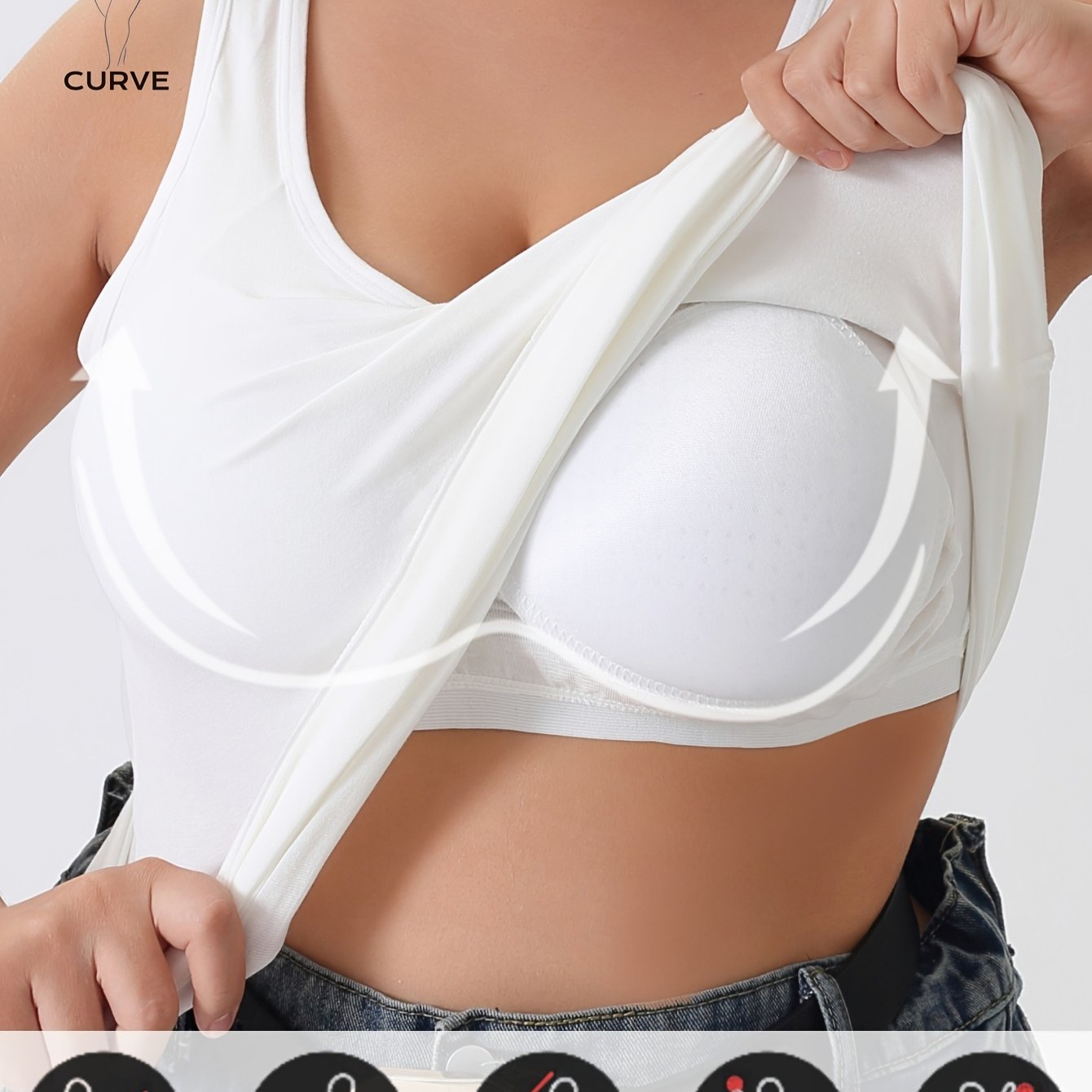 Plus Size Women's Sports Bra Tank Top 2-in-1 Soft Breathable Padded Cups