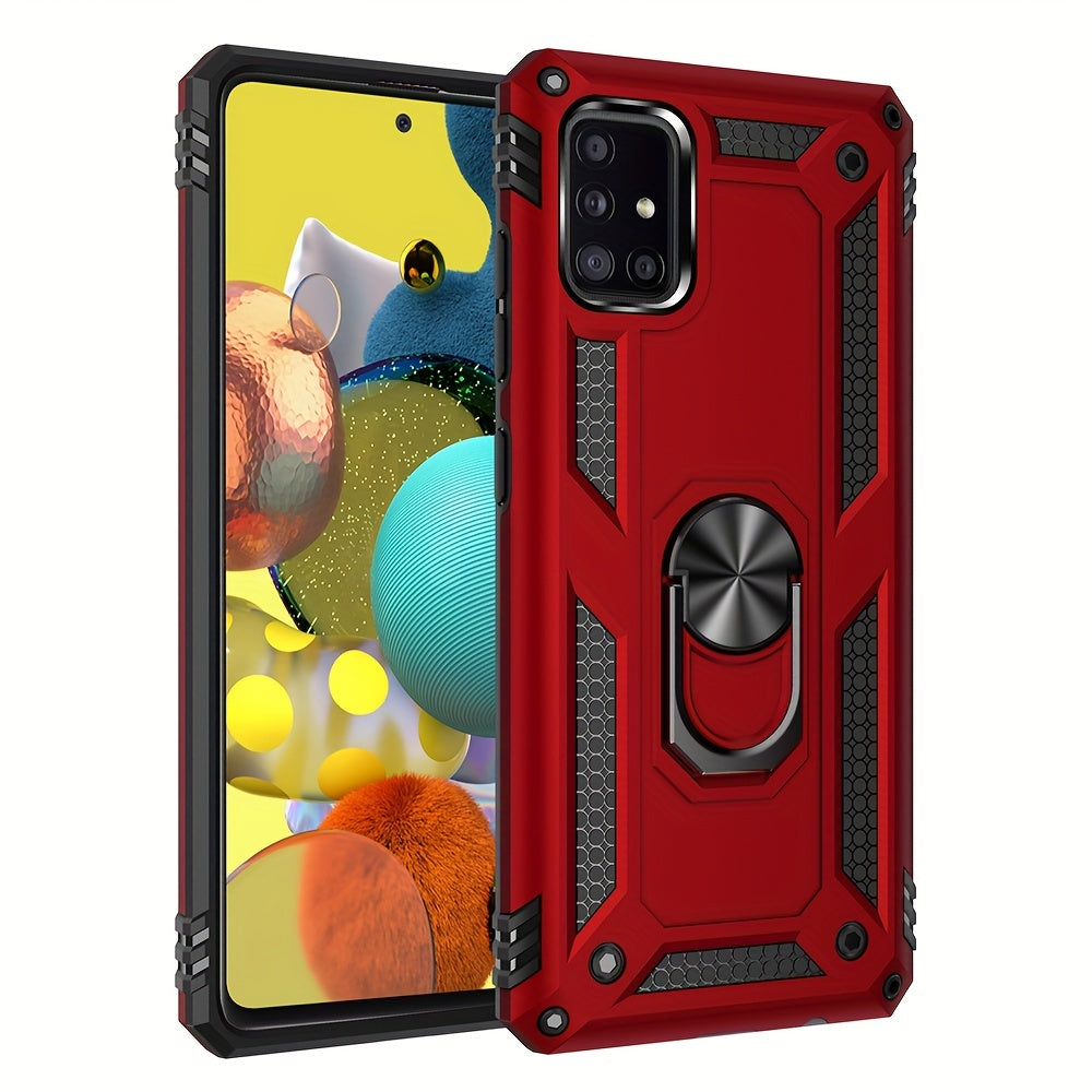 Shockproof Phone Case for Samsung Galaxy A Series with Ring Kickstand and Air Cushion Protection