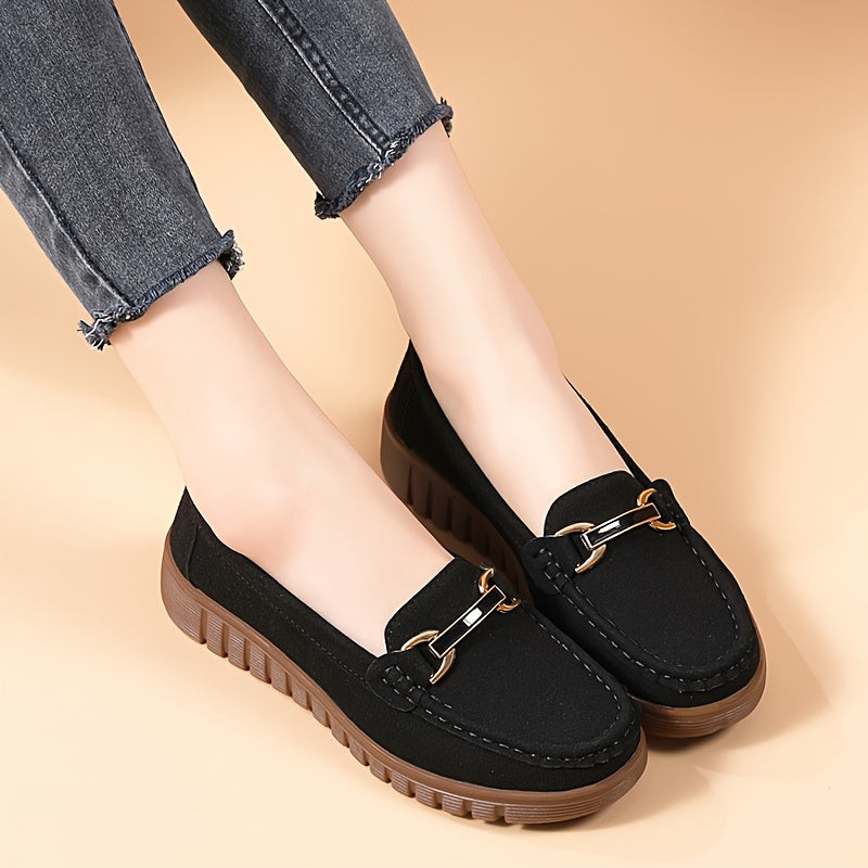 Women's Slip-On Loafers Faux Cover Round Toe Comfortable Casual Shoes