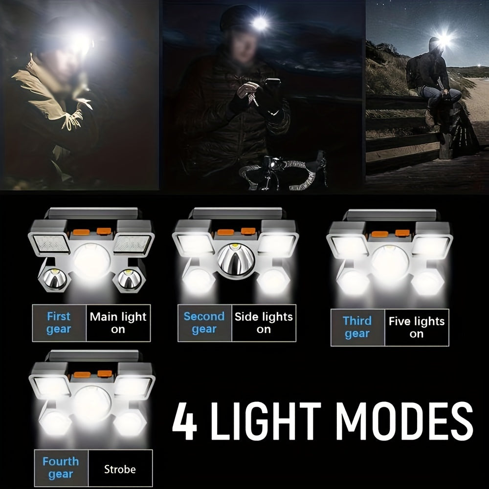 Rechargeable LED Headlamp for Camping Hiking Fishing Walking USB Powered