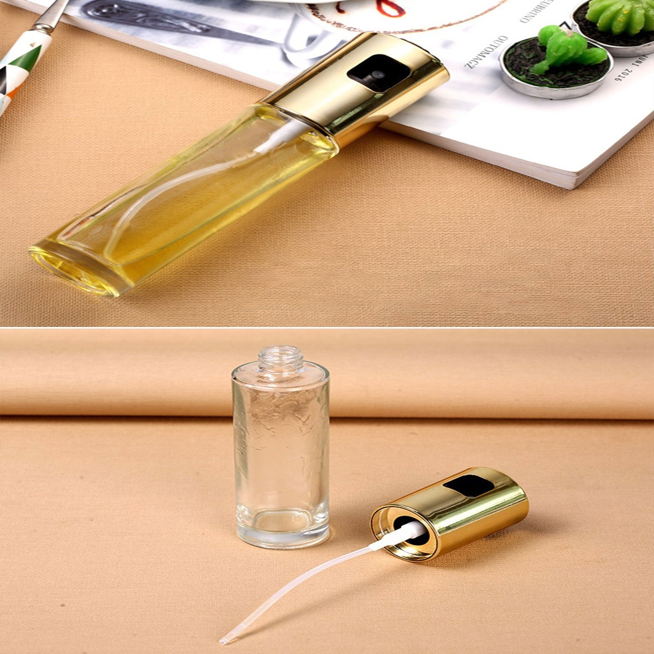 Glass Oil Spray Can for Kitchen Use, Fine Press Spray, Suitable for Sauces and Spices