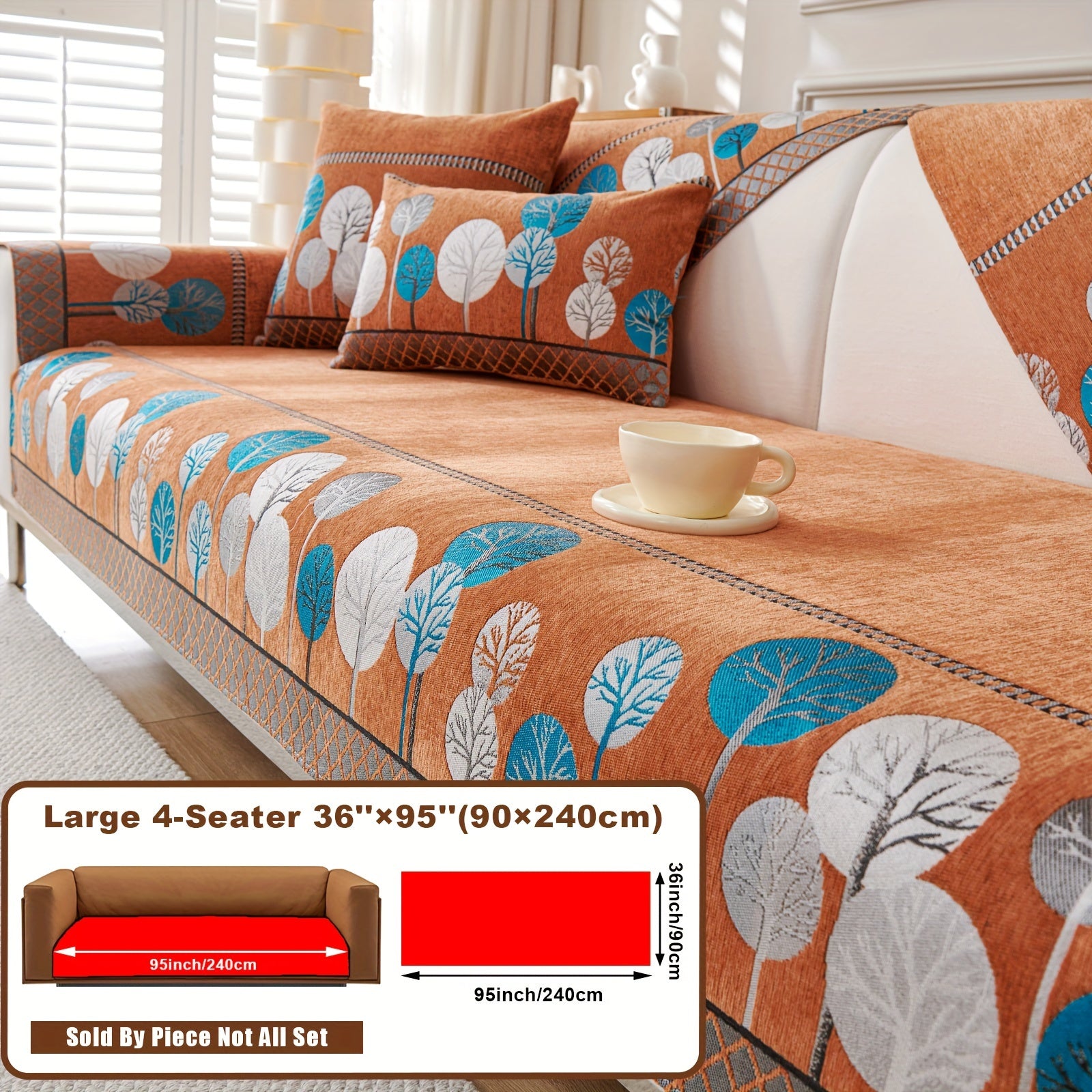 Boho Chic Jacquard Chenille Sofasi Qoplamasi Oygʻon Daraxt Mavzusi Boshqalar uchun Yoqimli Qattiq Yuvilishi Oʻz-oʻzidan yopishmaydigan Bardoshli Qalinlashtirilgan 4 oʻrindiqli kresloni mos keladi