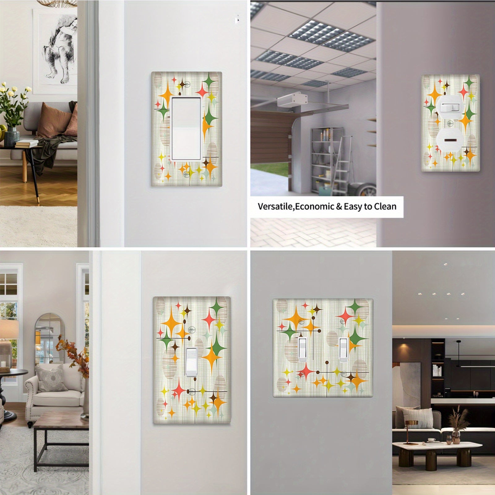 Mid-Century Modern Wall Plate Decorative Light Switch Cover Easy to Clean Versatile for Home Decor