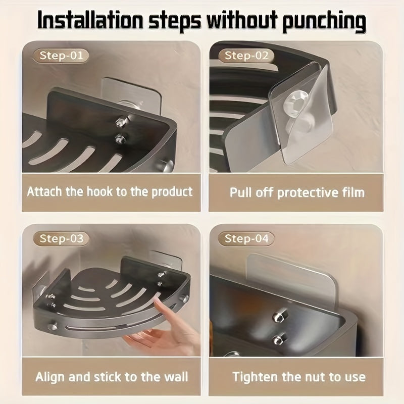 Juego de 3 estantes de esquina de plástico para baño y cocina, almacenamiento colgante