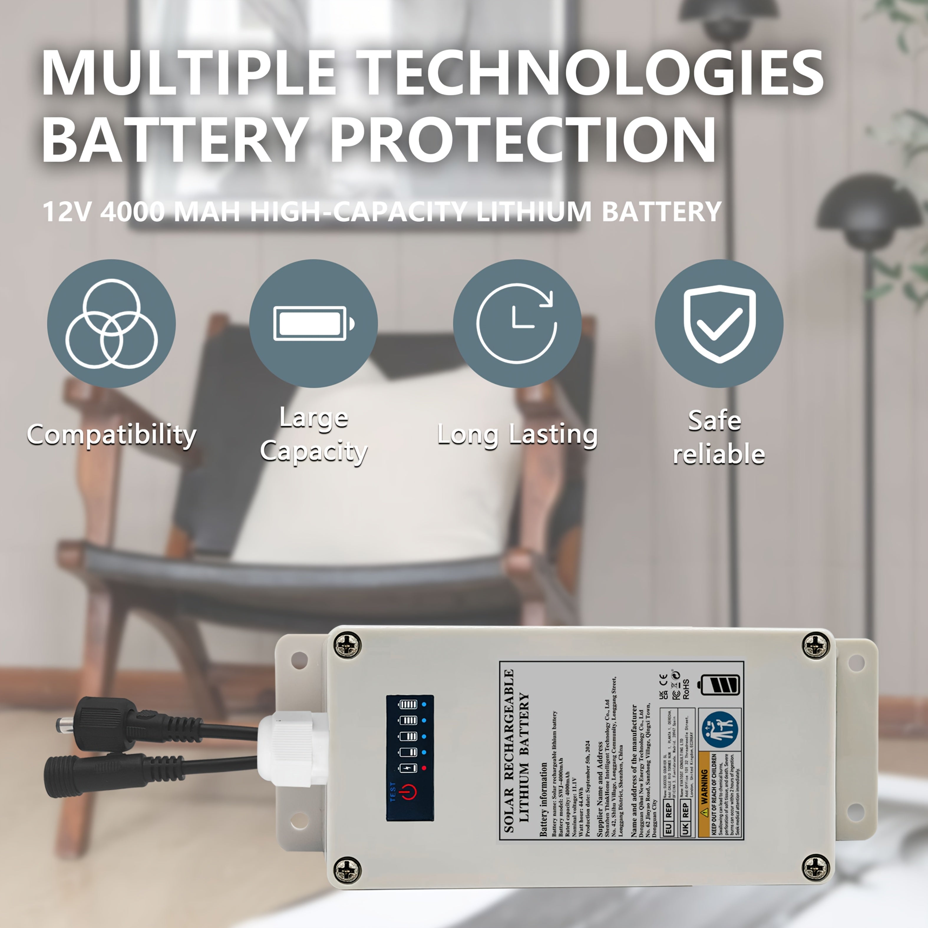 Quyosh energiyasi bilan ishlaydigan 25W ventilyator, litiy batareya bilan, it uylarida, issiqxonalarda va podvalda foydalanish uchun