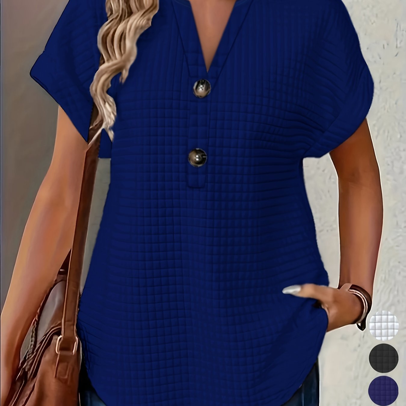 Women's V-Neck Summer T-Shirt Breathable Stretch Plus Size Casual Top