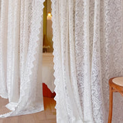 Sheer Lace Curtain with Small Flower Bead Design White for Living Room Bedroom Dining Room