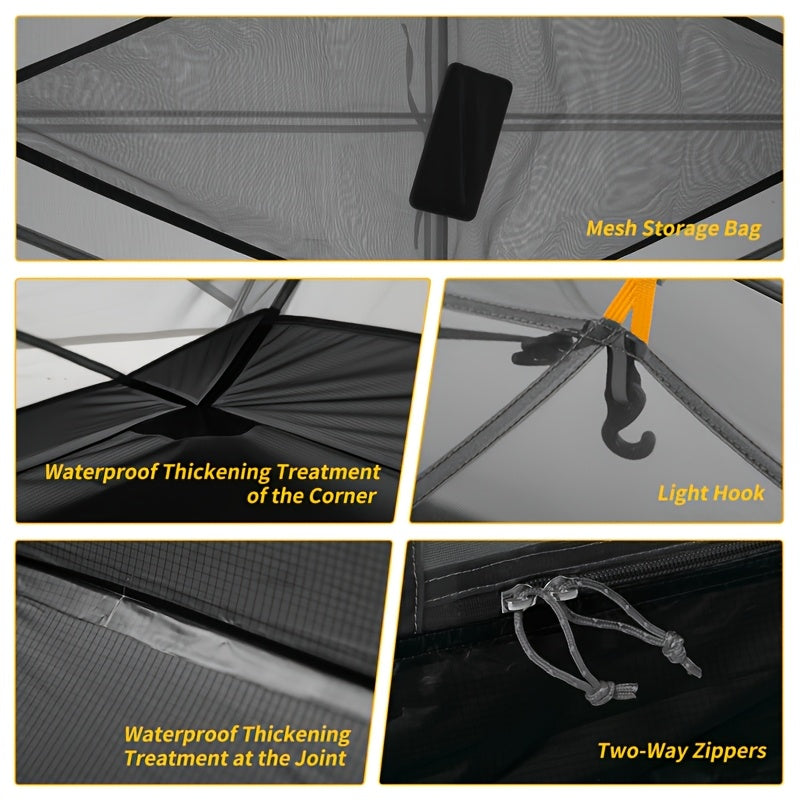 2-shaxsli suv o'tkazmaydigan, barcha mavsumlar uchun sayohat yostig'i, kulrang polyester boshpana