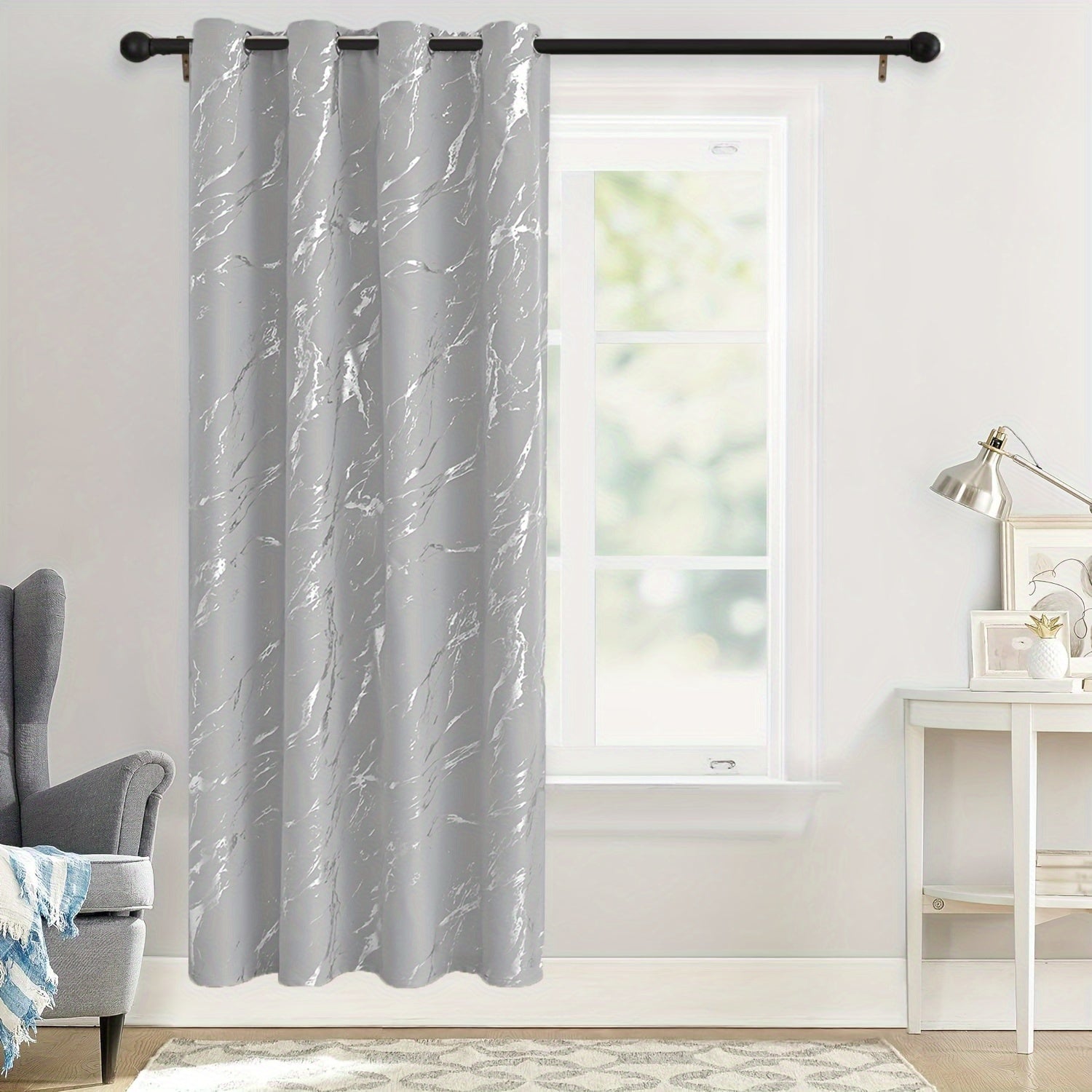 Grey Marble Pattern Curtain for Bedroom Living Room Office Kitchen Modern Classic European Style