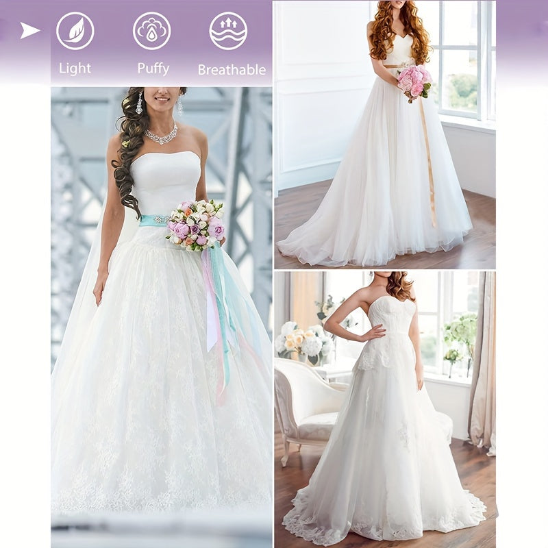 White A-Line Crinoline Petticoat for Bridal Gowns 4 Layers Tulle Waist Adjustable