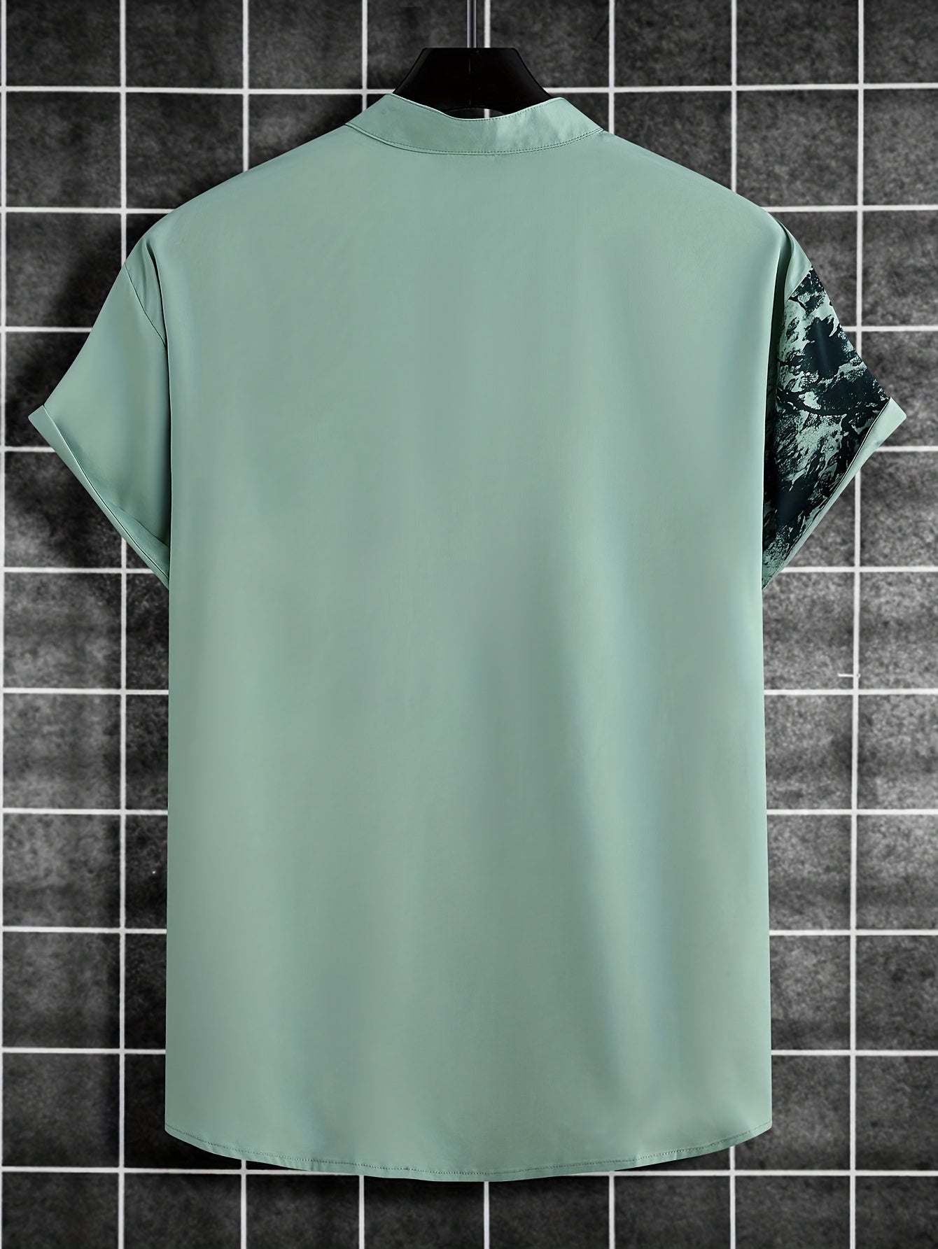 Мужская летняя повседневная рубашка с коротким рукавом и цветочным принтом в стиле ink wash, легкий и дышащий полиэстер