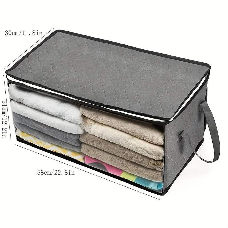 Large Capacity Gray Foldable Storage Box for Clothes and Bedding
