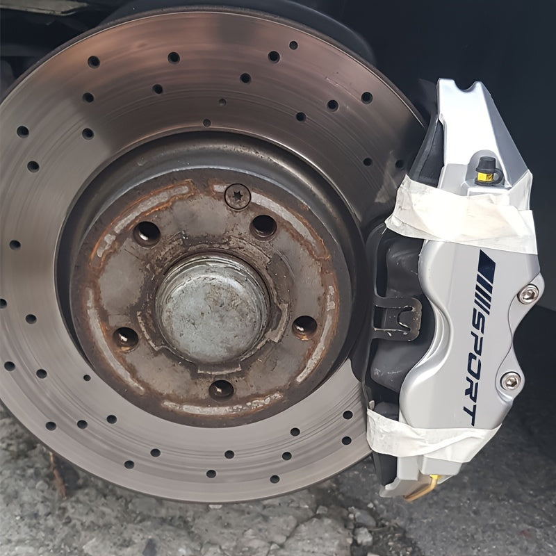 Universal ABS Plastic Brake Caliper Covers Set 2 Pcs Black Sport Logo