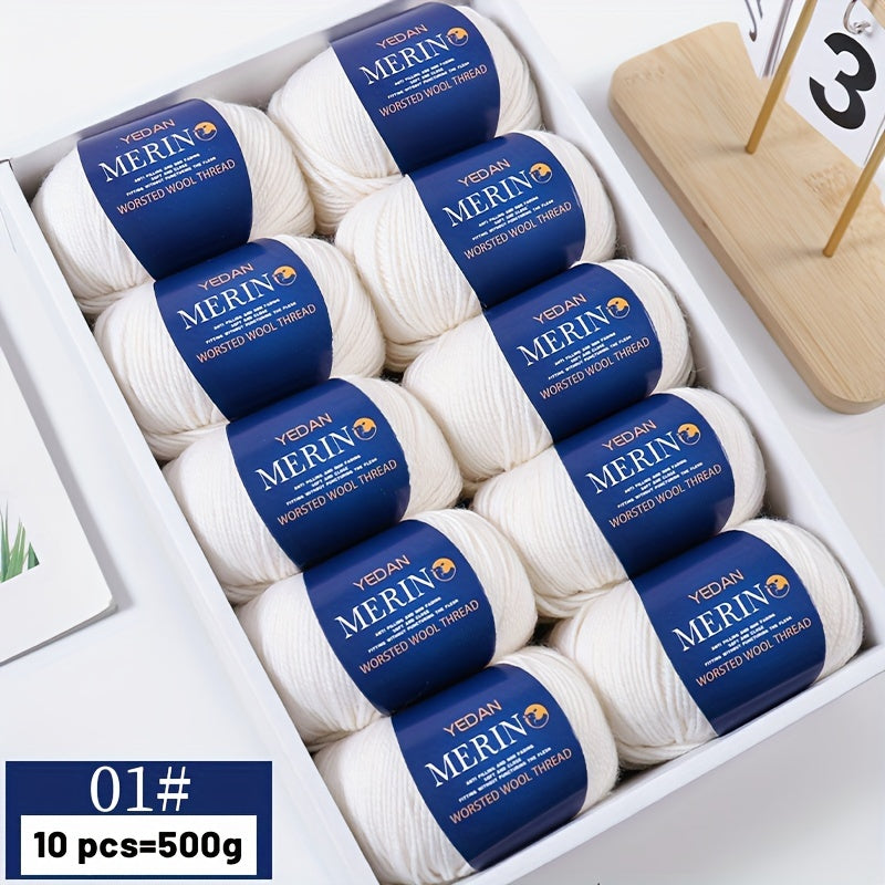 10 piezas de hilo de lana 500g multicolor en degradé, anti-pilling, suave para tejer accesorios de moda