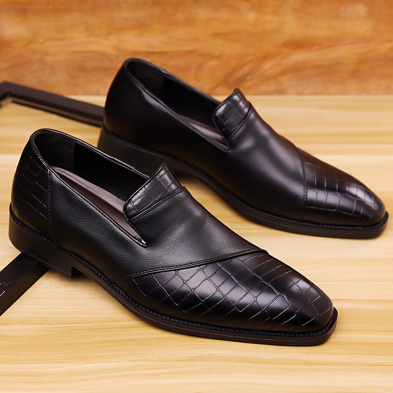 Men's Business Shoes Slip-On Pointed Toe Microfiber Leather Rubber Sole