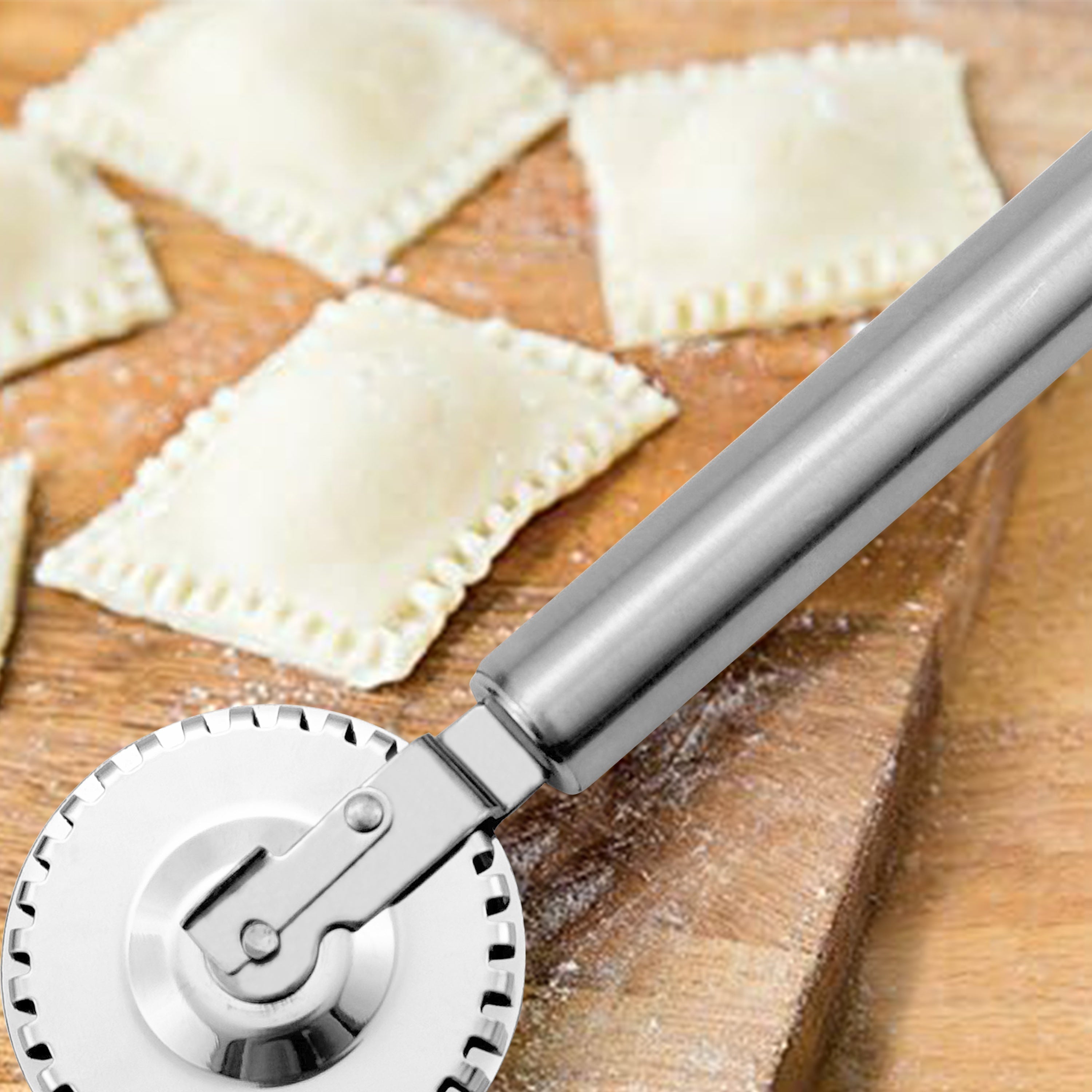 Multi-Functional Stainless Steel Pastry Roller Cutter for Pies Cookies Ravioli