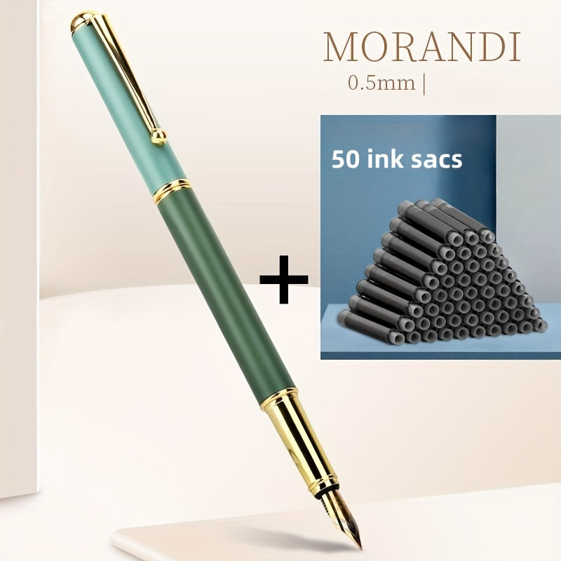 Fountain Pen with 50 Ink Pouches for Calligraphy Office Use Suitable for Students and Adults