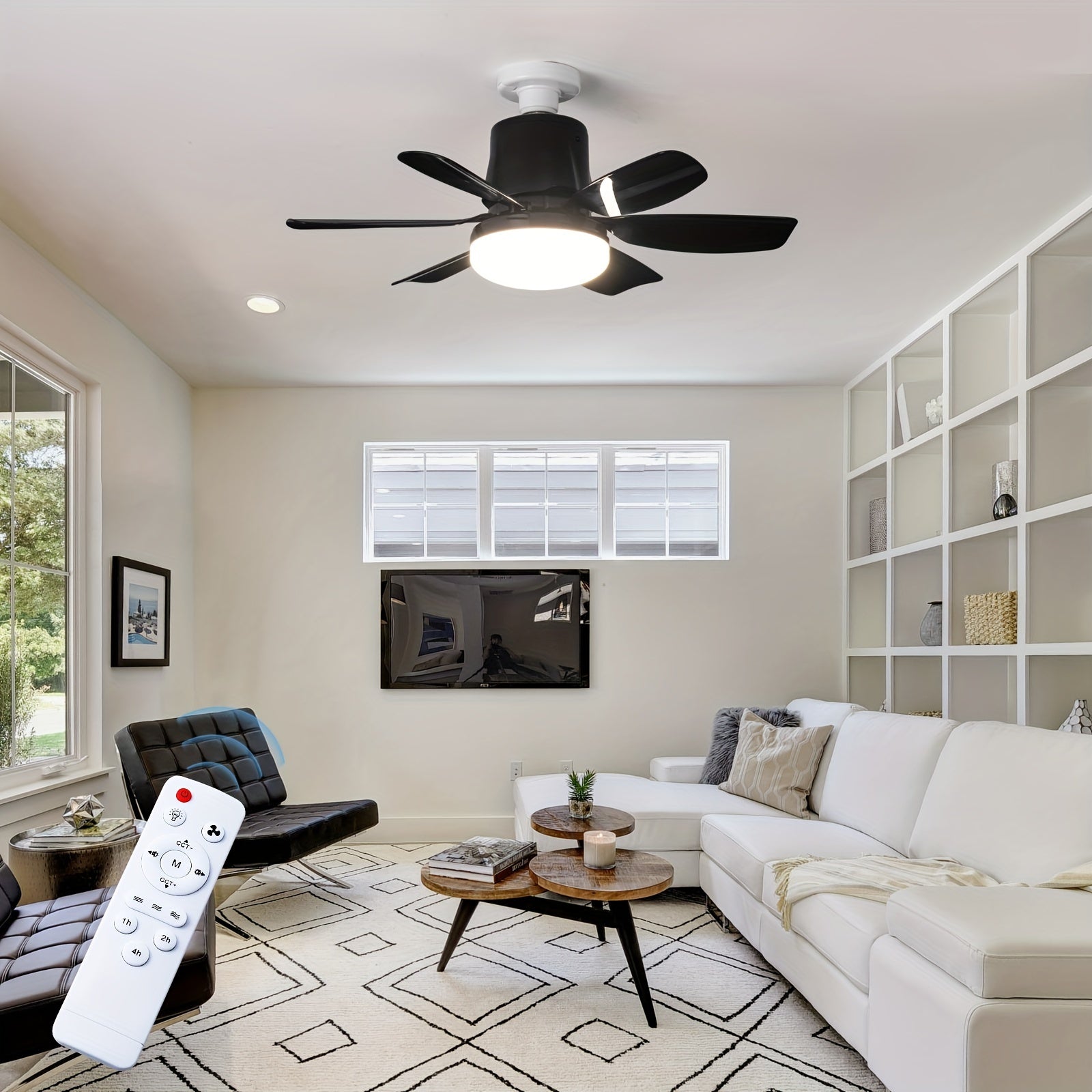 46.99cm LED Commercial Ceiling Fan with 3-Speed, 3 Colors, Dimming, Remote
