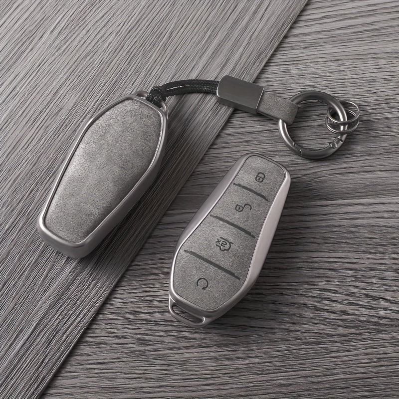 Universal TPU Car Key Fob Cover with Metal Key Ring, Bronze Finish