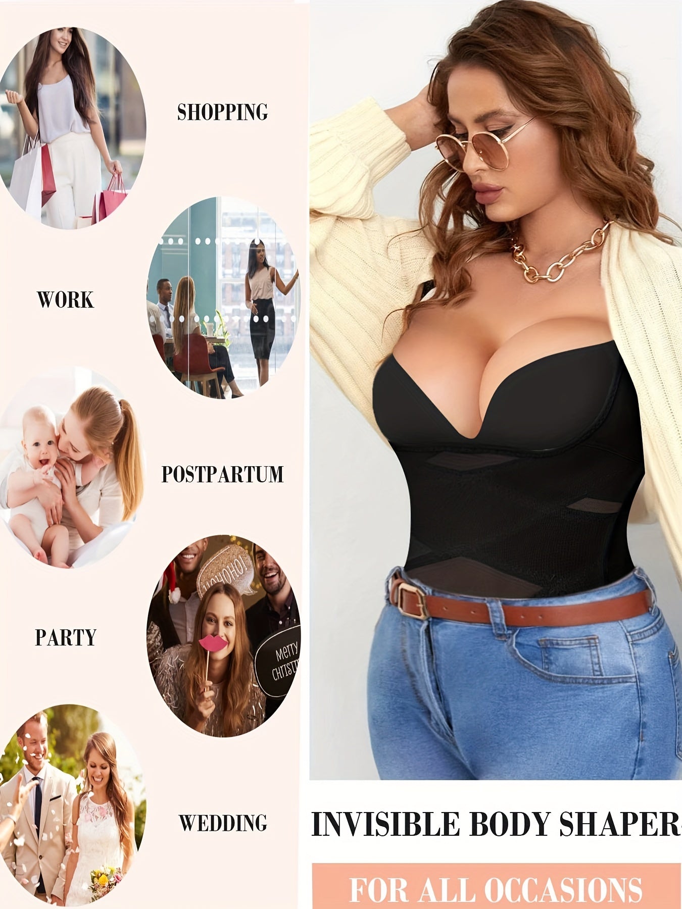 Ayollar uchun qorinni nazorat qiluvchi ingichka shakl beruvchi bodysuit.