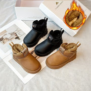 Boys Winter Snow Boots Plaid Microfiber Leather Insulated Casual Outdoor