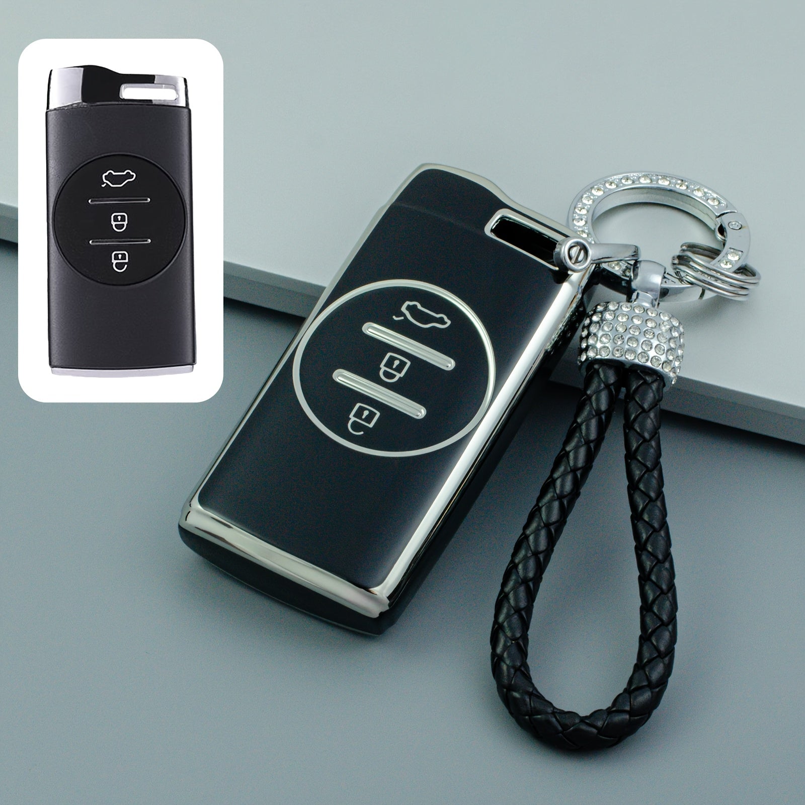 Universal Soft TPU Key Fob Cover with Keychain for Vehicles