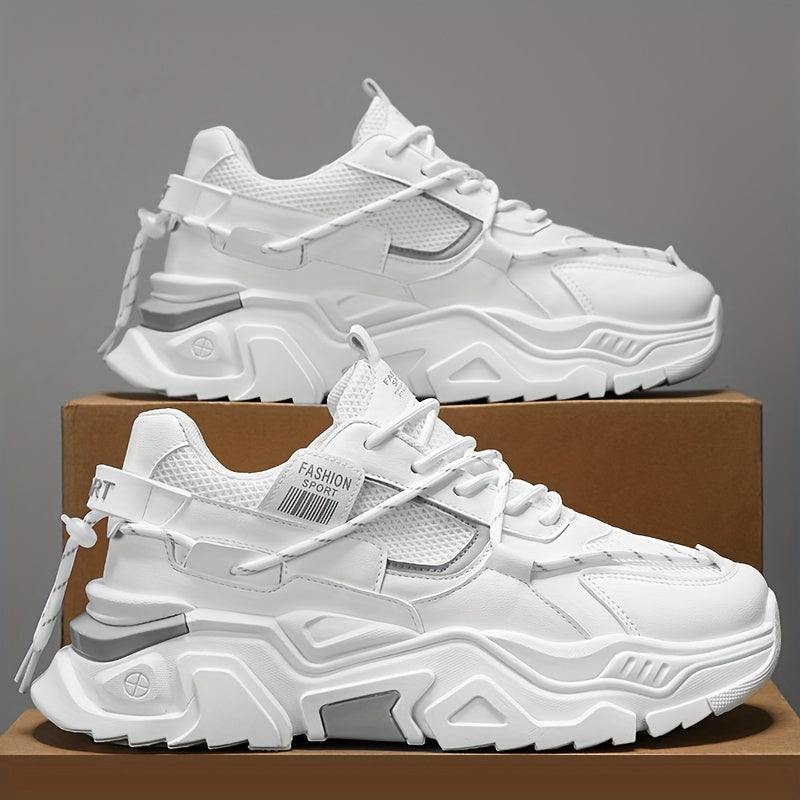 Erkaklar uchun zamonaviy shoelace platforma krossovkalari, nafas oladigan va kiyishga chidamli trening poyabzallari